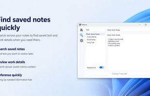 Search across notes to find saved text and work details when you need them.