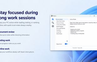 Keep your PC awake while reading, testing, or working online — and keep quick local notes nearby.