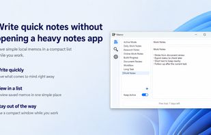 Save simple local memos in a compact list while you work.