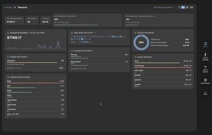 The same Overview dashboard in German and in dark mode. The interface is localised in English, French and German.