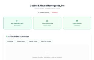 Ask AI Advisor a question about your QuickBooks data.