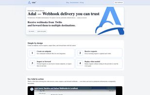 Adal homepage with a short overview of the product, core use cases, and pricing.