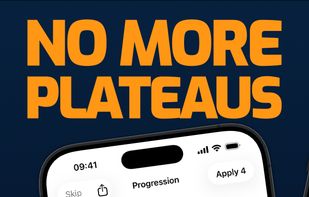 Post-workout progression review screen showing auto-calculated increases across Back Squat, Lat Pulldown, Shoulder Press, Pull-up, Tabata Burpees, and Easy Run