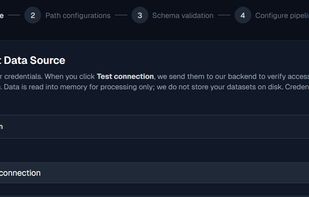 Simple setup for a data quality remediation run - connect to your cloud, designate data source paths, configure the pipeline metrics, start and wait for completion. 