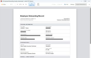 Employee record — after redaction