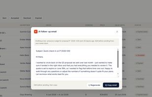 AI-assisted proposal generation with follow-up email drafting