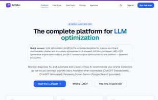 Home page and features