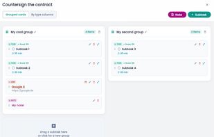 Inside a task you can order tasks, goals, notes and links in groups