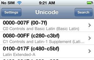 UnicodeTable screenshot 1