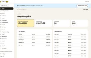The dashboard: revenue, commissions, customers and clicks in one view