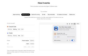 How it works: an agent waits for your answer, so the Mac stays awake for 5 more minutes