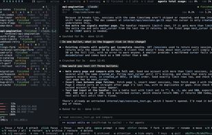 Multiple AI coding agents grouped by project, with live status and pane preview