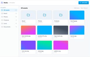 Media library: organize images, video, and documents.