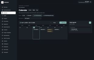 Focus on the week ahead with scheduled project tasks, business events, and a daily agenda in one organized calendar.