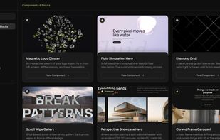 The grid of components and blocks, each with a live preview.