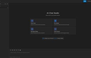 The AI Chat Studio homepage features a sleek, modern interface designed for high-efficiency multitasking across multiple artificial intelligence models. At the top, a clean navigation bar provides quick access to settings and chat templates, while a organized sidebar on the left categorizes conversations into "Today," "This Week," and "Pinned" sections for easy retrieval.