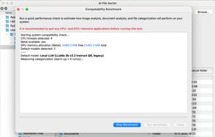 macOS - Benchmarking dialog
