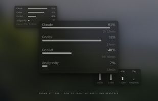 The widget in its three shapes: compact, medium and columns, drawn by the app's own renderer