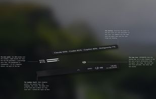 Closed, it lives on the taskbar: a tooltip, a mini panel, a tray icon and the bar, each explained