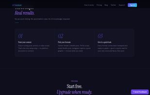 How it works in three simple steps, from pasting content to getting platform-ready output.