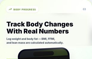 Body composition tracking with BMI, FFM, and body fat trends