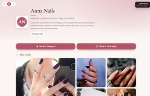 Free business page with online booking in Telegram and WhatsApp (demo salon).