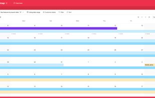 Product roadmap example - calendar view