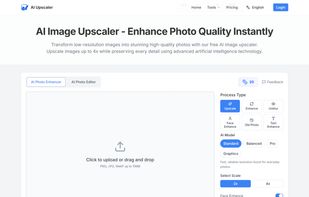 Homepage of AI Upscaler