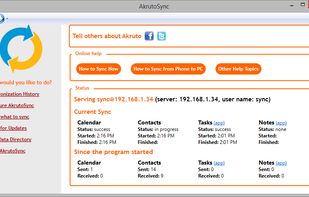 AkrutoSync main dashboard.