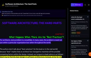 Sample highlight on Aktaba, showing the custom edited text from a book's highlights, and the notes that have been created from the highlights on the right sidebar. Notes can be automatically created from the highlight by selecting the text one wants to add as a note and clicking the button to create a new note, which then appears on the right sidebar