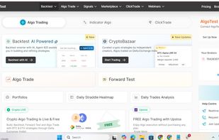 AlgoTest Dashboard that displays trading products and resources