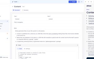 Alinea CMS screenshot 1