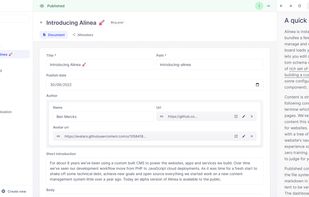 Alinea CMS screenshot 1