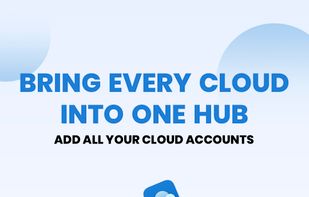 Mobile interface view highlighting how you can connect as many accounts as you need, even multiple accounts from the same provider, to bring all your scattered cloud storage systems into one unified hub.