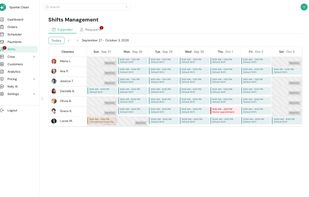 Manage weekly shifts, time off and extra hours for your whole crew in one calendar, and approve requests with one click