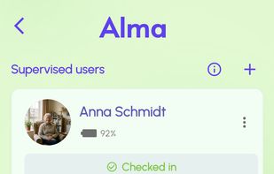 The free Helper Dashboard shows the real-time check-in status of everyone you look after.