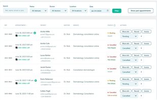 Admin appointments list / calendar