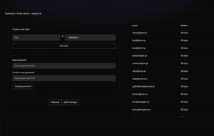 Email alias page, add up to 7 aliases per domain.
