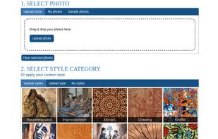 Setting up photo to art processing.