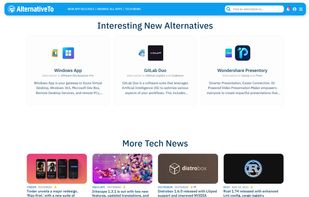 AlternativeTo Dashboard with New Interesting Alternatives, Tech News and People Looking for
