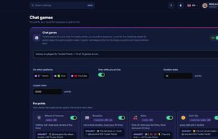 Chat games for loyalty points: wheel of fortune, roulette, slots, coin flip and more