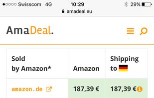 Typical Price Comparison Table including shipping cost calculation.