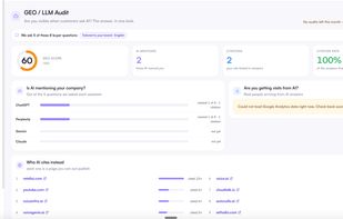 More searches now end inside an AI answer than ever before. Oryon audits where your brand shows up across AI answer engines, shows you the queries where rivals are cited and you are not, and builds content designed to be the source the AI quotes.