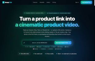 AmazVid turns product links or SKU photos into listing-ready product videos with consistent first-frame product identity. This homepage module highlights reusable product templates for ecommerce sellers.