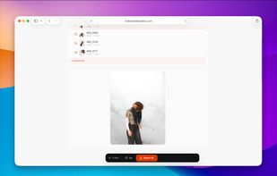 File Selection and Large Preview View.
This screenshot shows the workflow after files have been uploaded. It displays the multi-file selection list (indicated by checkboxes) alongside a large, high-quality preview of the currently selected image.