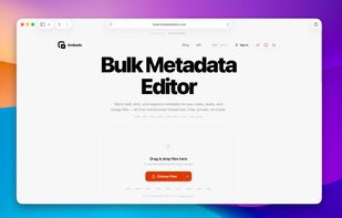 Main Dashboard & File Upload Interface.
The primary landing page for Ambedo Bulk Metadata Editor, showcasing its clean and modern browser-based interface.