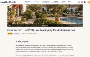 An LGBTQ+ co-housing project listing near Málaga, Spain