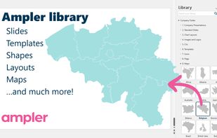 Library with slide template, shapes, layouts, maps and more