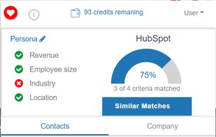 See the quick score of your prospect based on your persona settings after you enter a prospect URL
