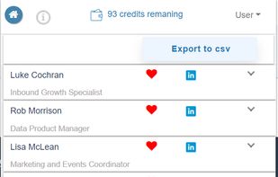 Favourite your key contacts and export the details in a CSV